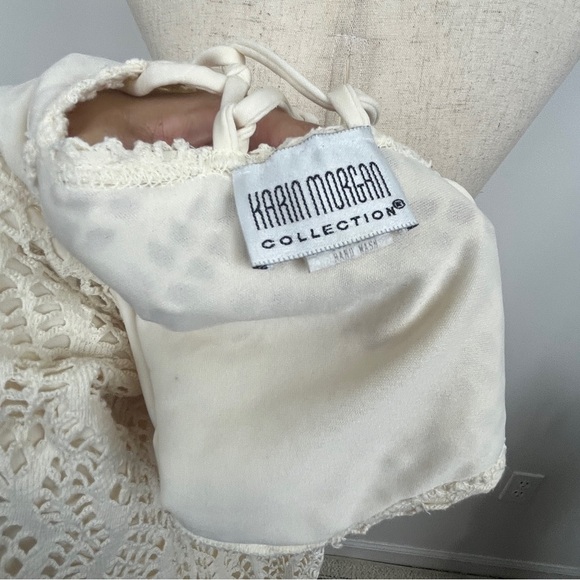 Karin Morgan 100% Cotton Crochet Mini Tank Dress. Cream. Size M #687 - Picture 5 of 6